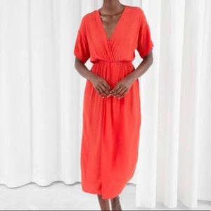 NWT & Other Stories Red Twist Knot Midi Dress